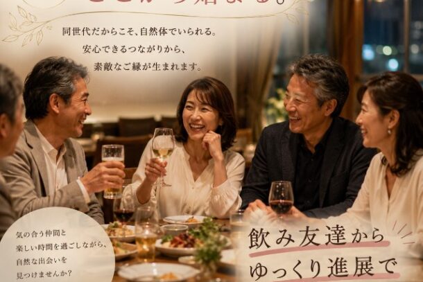 ❤50代中心❤　飲み会風婚活パーティー　8月8日（土）19:30開催のアイキャッチ画像